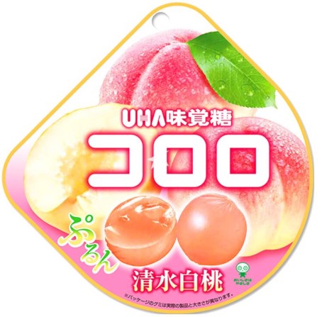detail UHA Kororo Gumové Bonbóny Bílá Broskev Shimizu 40g (JP)