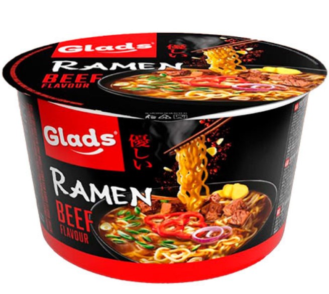 detail GLADS Instantní Nudle Ramen S Hovězí Příchutí 105g